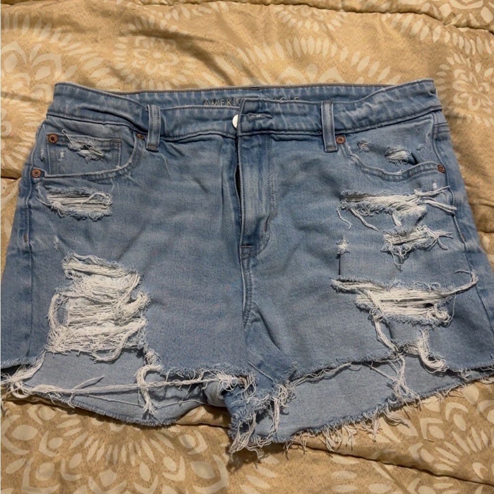 American Eagle Outfitters Ripped Light Blue Jean Shorts